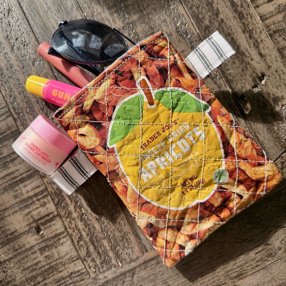 NEW Trader Joe’s Apricot Treasure Upcycled Quilted Pouch Wristlet